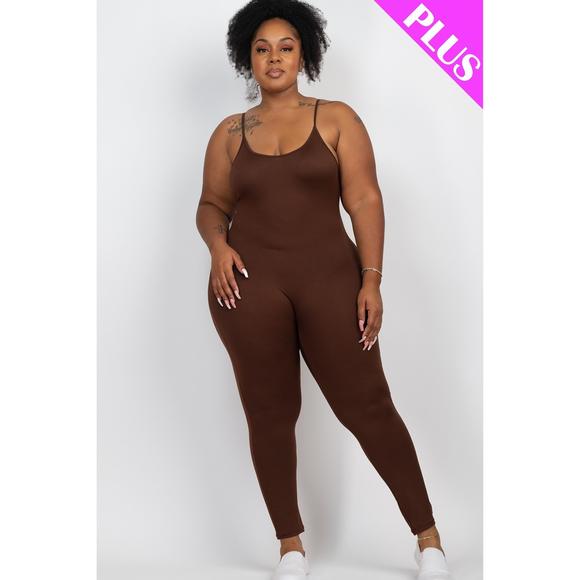 Rachell`s Boutique Pants - Plus Size Solid Bodycon Cami Jumpsuit